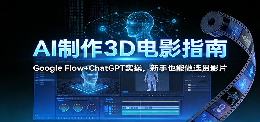 AI制作3D电影指南：Google Flow+ChatGPT实操，新手也能做连贯影片-惠声资源站
