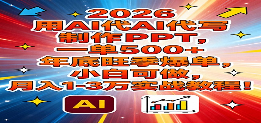 2026用AI代写制作PPT，一单500+，年底旺季爆单，小白可做，月入1-3万实战教程-惠声资源站