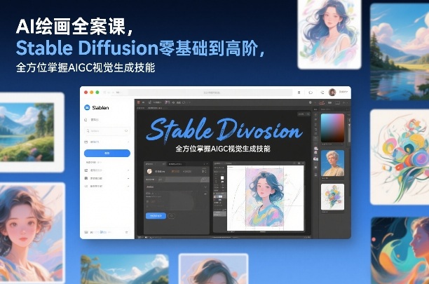 AI绘画全案课，Stable Diffusion零基础到高阶，全方位掌握AIGC视觉生成技能-惠声资源站