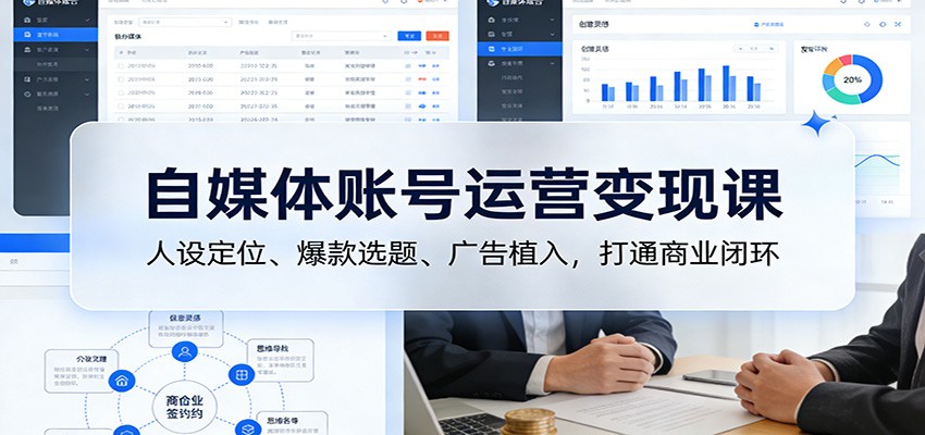 自媒体账号运营变现课：人设定位、爆款选题、广告植入，打通商业闭环-惠声资源站