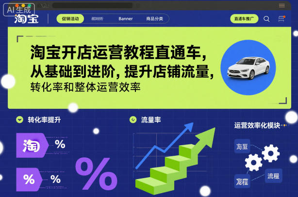 淘宝开店运营教程直通车，从基础到进阶，提升店铺流量，转化率和整体运营效率(更新26年1月)-惠声资源站