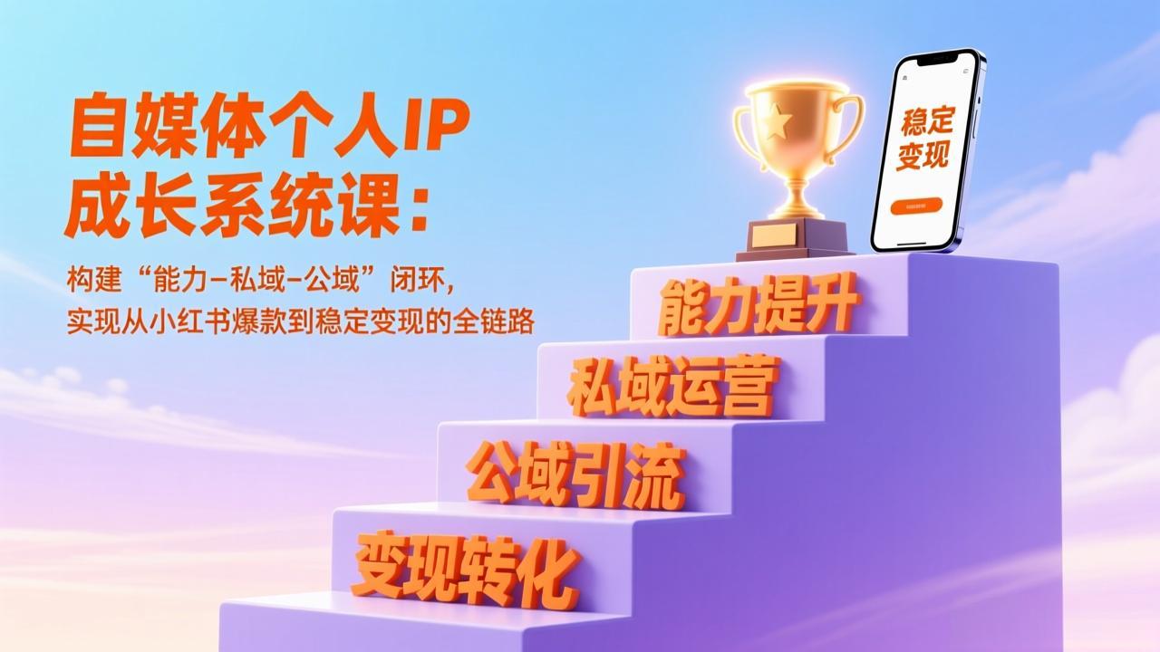 自媒体个人IP成长系统课：构建“能力-私域-公域”闭环，实现从小红书爆款到稳定变现的全链路-惠声资源站