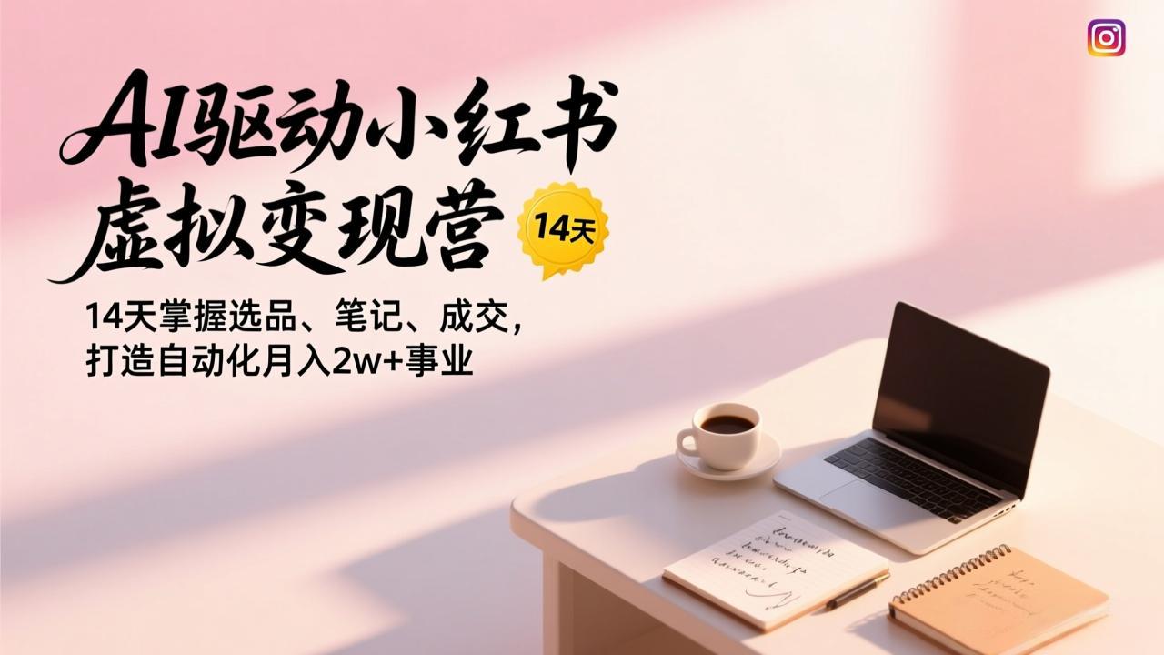 AI驱动小红书虚拟变现营，14天掌握选品、笔记、成交，打造自动化月入2w+事业-惠声资源站