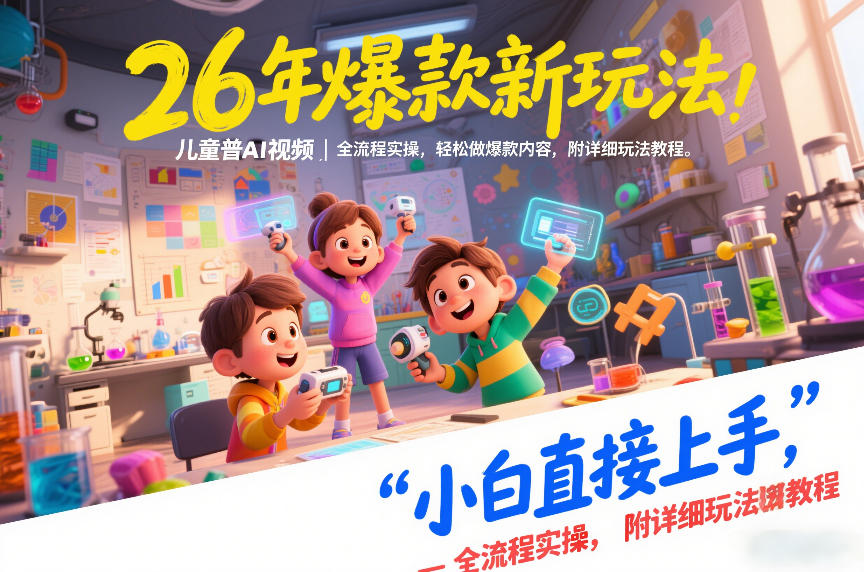 26年爆款新玩法，儿童科普AI视频，全流程实操，轻松做爆款内容，小白直接上手，附详细玩法教程-惠声资源站
