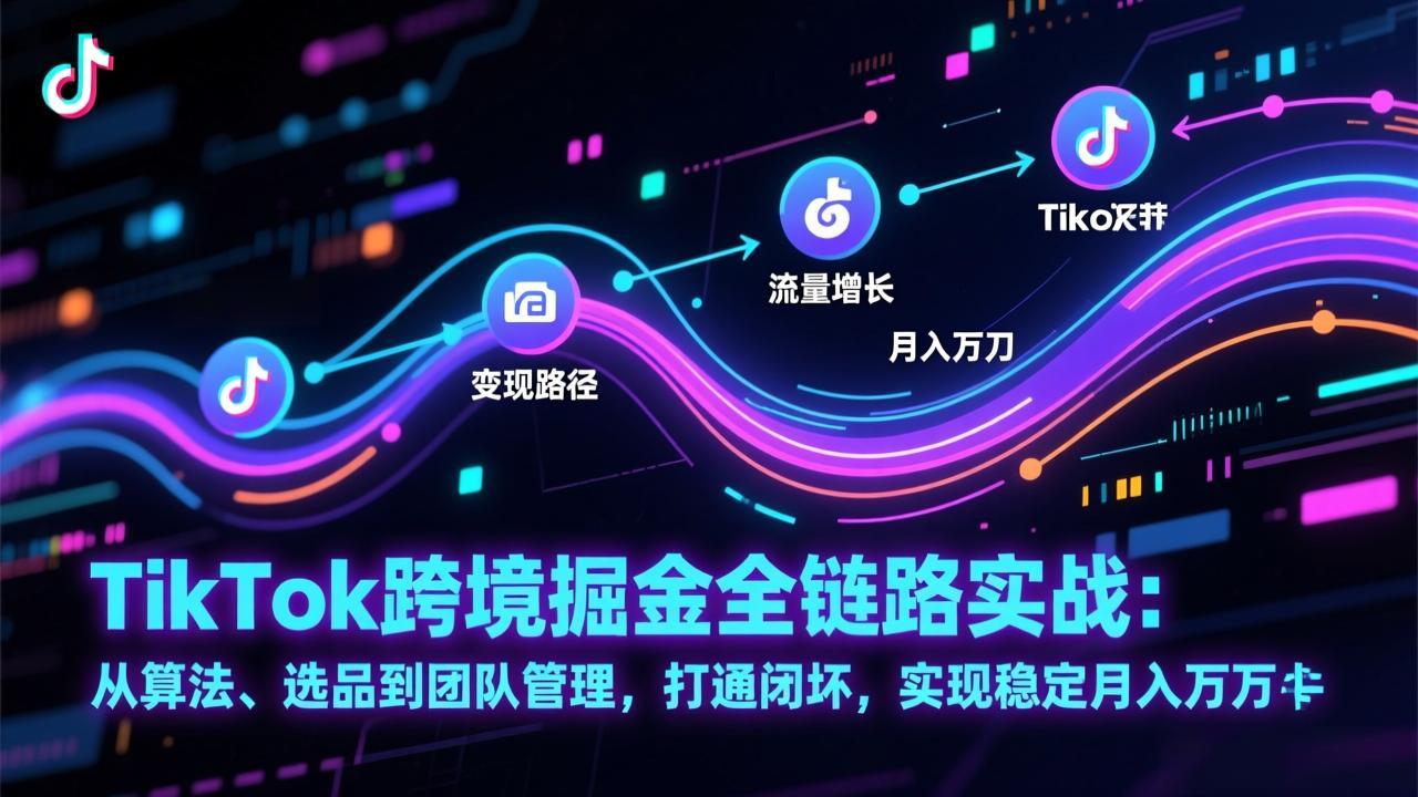 TikTok跨境掘金全链路实战：从算法、选品到团队管理，打通闭环，实现稳定月入万刀-惠声资源站