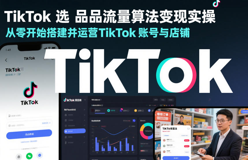 TikTok选品流量算法变现实操，从零开始搭建并运营TikTok账号与店铺-惠声资源站