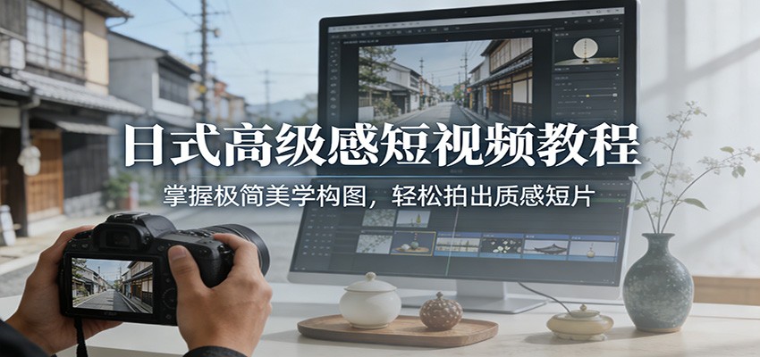 日式高级感短视频教程：掌握极简美学构图，轻松拍出质感短片-惠声资源站