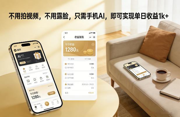 不用拍视频，不用露脸，只需手机AI，即可实现单日收益1k+【揭秘】-惠声资源站