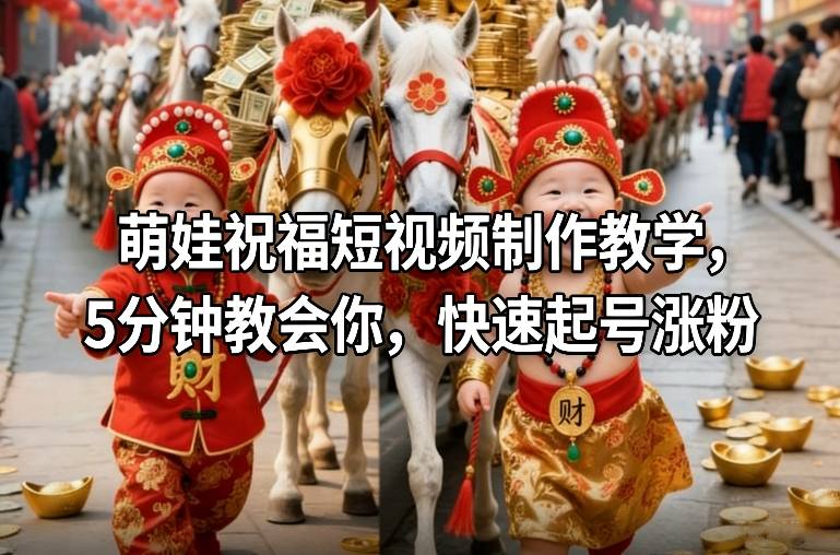 萌娃祝福短视频制作教学，5分钟教会你，快速起号涨粉-惠声资源站