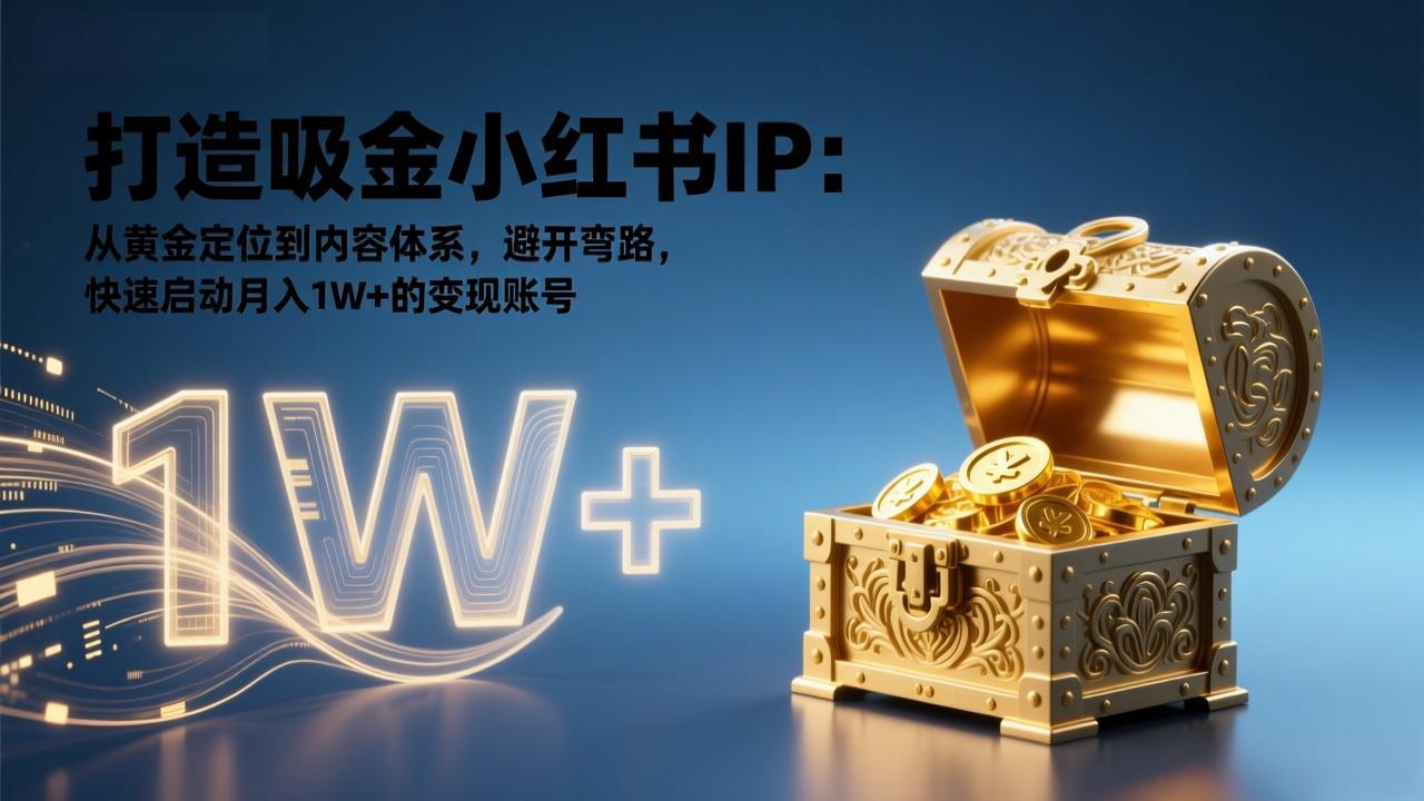 打造吸金小红书IP：从黄金定位到内容体系，避开弯路，快速启动月入1W+的变现账号-惠声资源站
