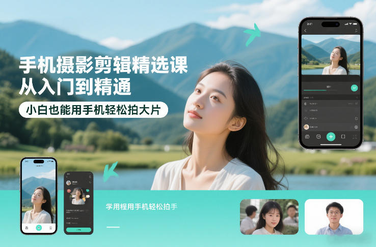 手机摄影剪辑精选课，从入门到精通，小白也能用手机轻松拍大片-惠声资源站