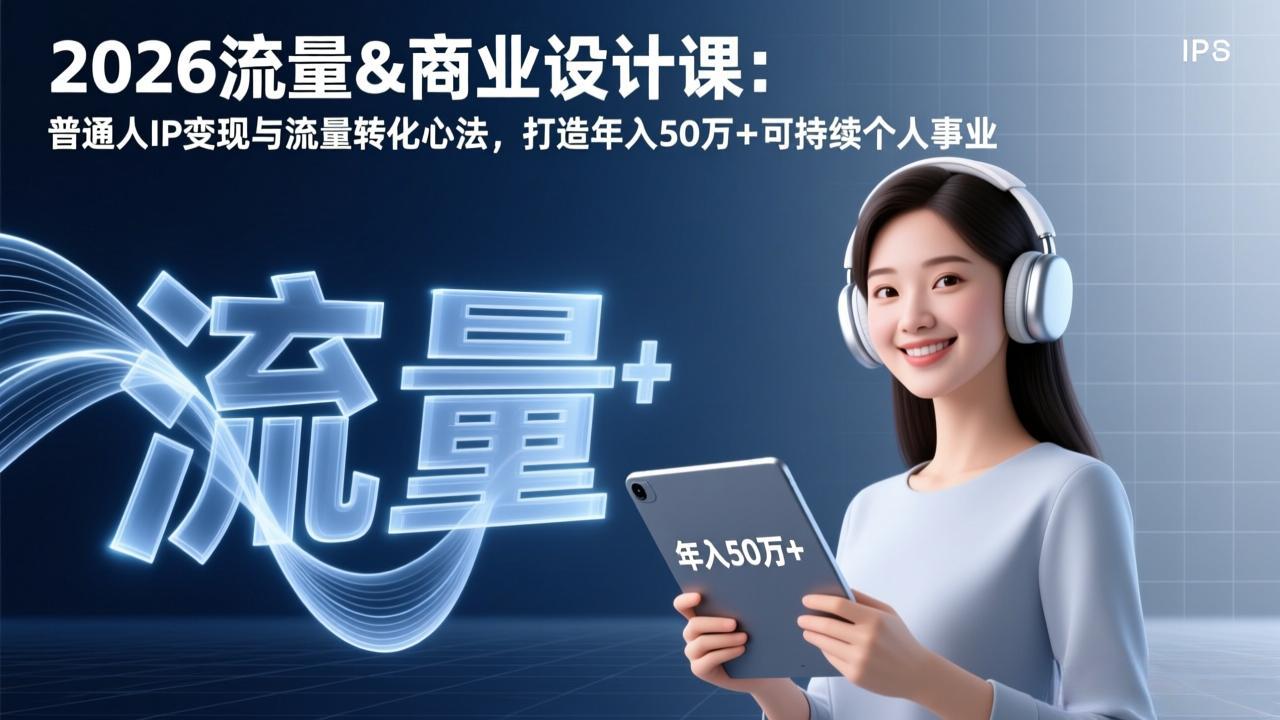 2026流量&商业设计课：普通人IP变现与流量转化心法，打造年入50万+可持续个人事业-惠声资源站