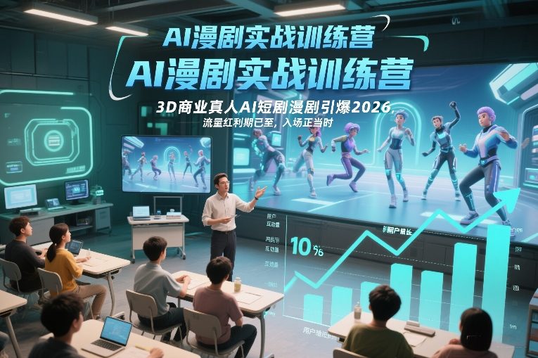 AI漫剧实战训练营，3D商业真人AI短剧漫剧引爆2026，流量红利期已至，入场正当时-惠声资源站