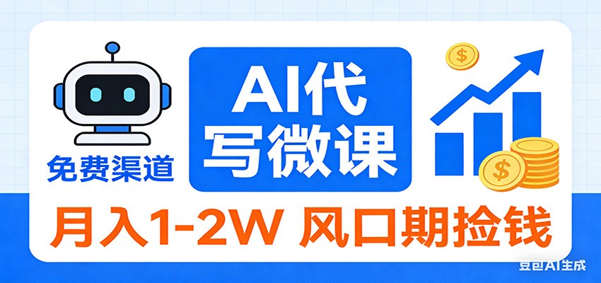 2026告别打工！AI 代写微课，提供免费渠道，月入 1-2W 风口期捡钱-惠声资源站