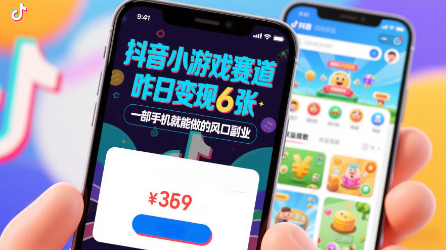抖音小游戏赛道，昨日变现600+，零基础一部手机就能做的风口副业【揭秘】-惠声资源站