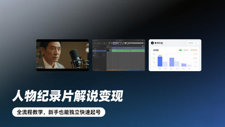 人物纪录片解说变现，全流程教学，新手也能独立快速起号-惠声资源站