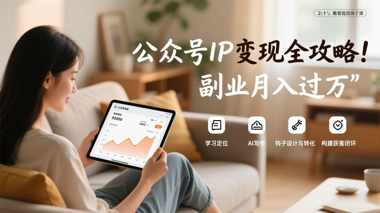 公众号IP变现全攻略，学习定位、AI写作、钩子设计与转化，构建获客闭环，副业月入过万-惠声资源站