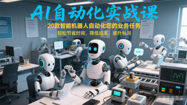 AI自动化实战课：20款智能机器人自动化您的业务任务，轻松节省时间，降低成本，提升利润-惠声资源站