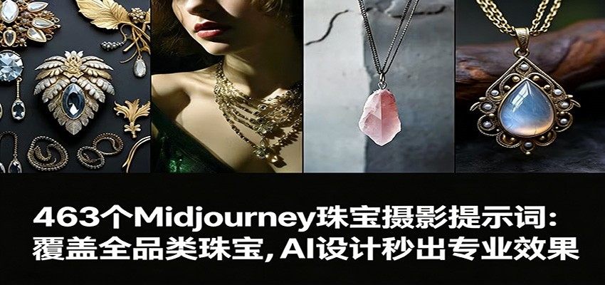 463个Midjourney珠宝摄影提示词：覆盖全品类珠宝，AI设计秒出专业效果-惠声资源站