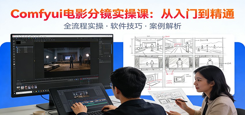 ComfyUI电影分镜实操课：分镜一致性，全流程AI视频制作，零基础也能做专业分镜-惠声资源站