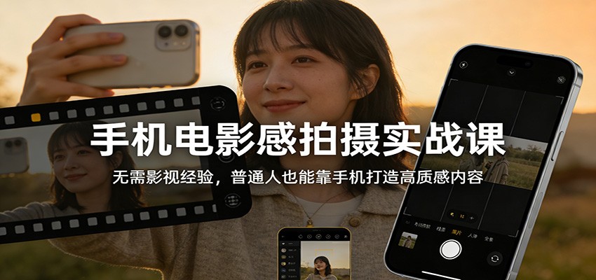 手机电影感拍摄实战课：无需影视经验，普通人也能靠手机打造高质感内容-惠声资源站