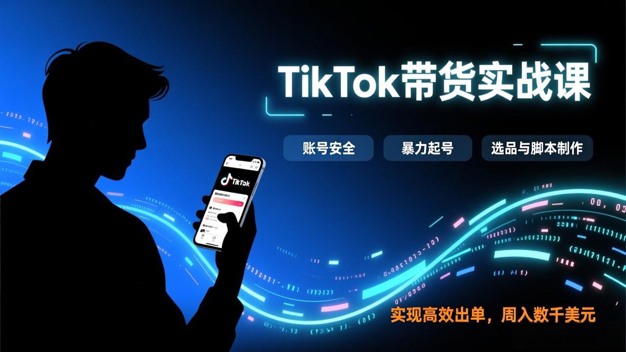 TikTok带货实战课，涵盖账号安全、暴力起号、选品与脚本制作，实现高效出单，周入数千美元-惠声资源站