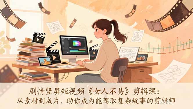 剧情竖屏短视频《女人不易》剪辑课：从素材到成片、助你成为能驾驭复杂故事的剪辑师-惠声资源站