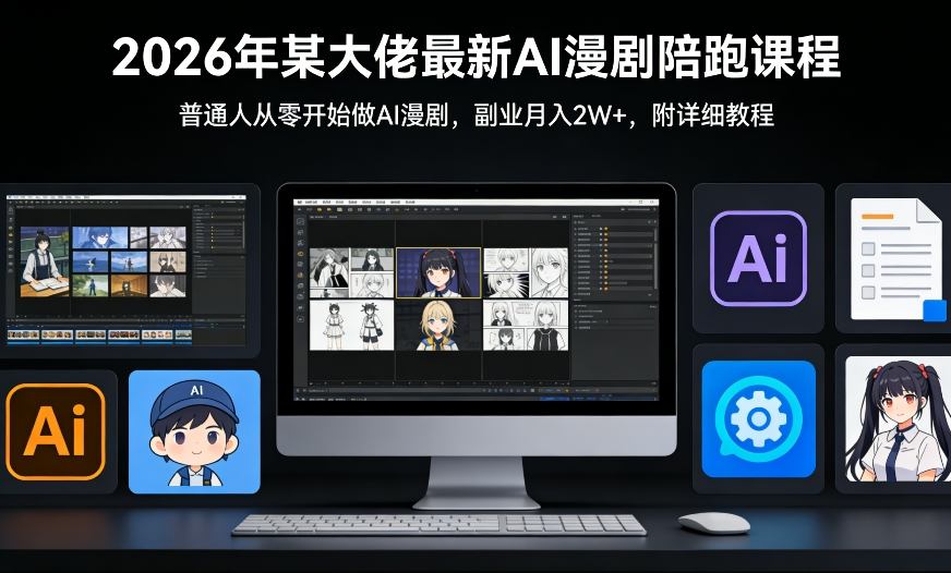 26年某大佬最新Ai漫剧陪跑课程，普通人从零开始做AI漫剧，副业月入2W+-惠声资源站