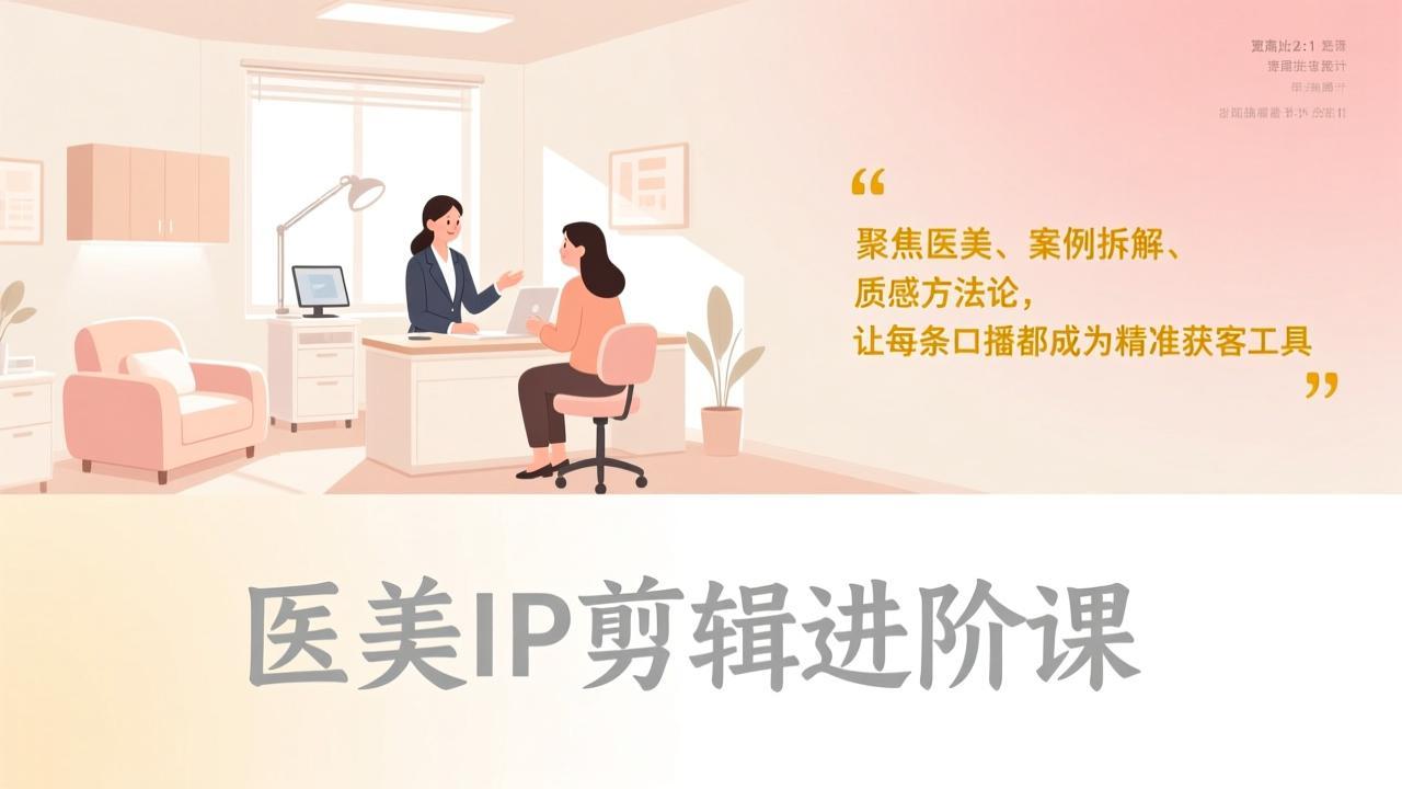 医美IP剪辑进阶课，聚焦医美、案例拆解、质感方法论，让每条口播都成为精准获客工具-惠声资源站