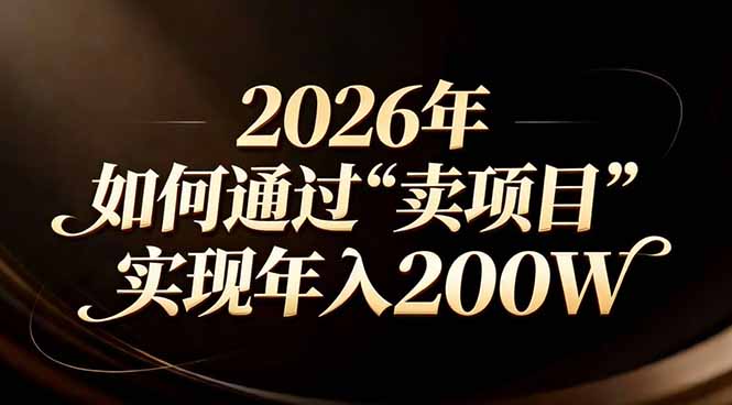 站在2026年的十字路口：一个普通人如何通过卖项目实现年入200万-惠声资源站