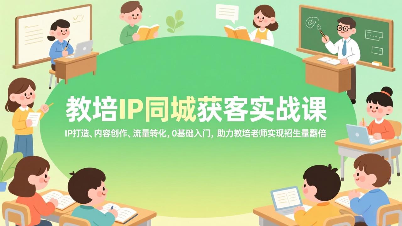 教培IP同城获客实战课，IP打造、内容创作、流量转化，0基础入门，助力教培老师实现招生量翻倍-惠声资源站