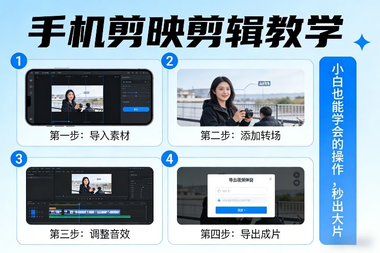 手机剪映剪辑教学，小白也能学会的操作，秒出大片-惠声资源站