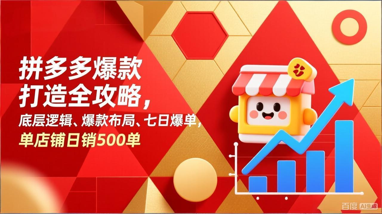 拼多多爆款打造全攻略，底层逻辑、爆款布局、七日爆单，单店铺日销500单-惠声资源站