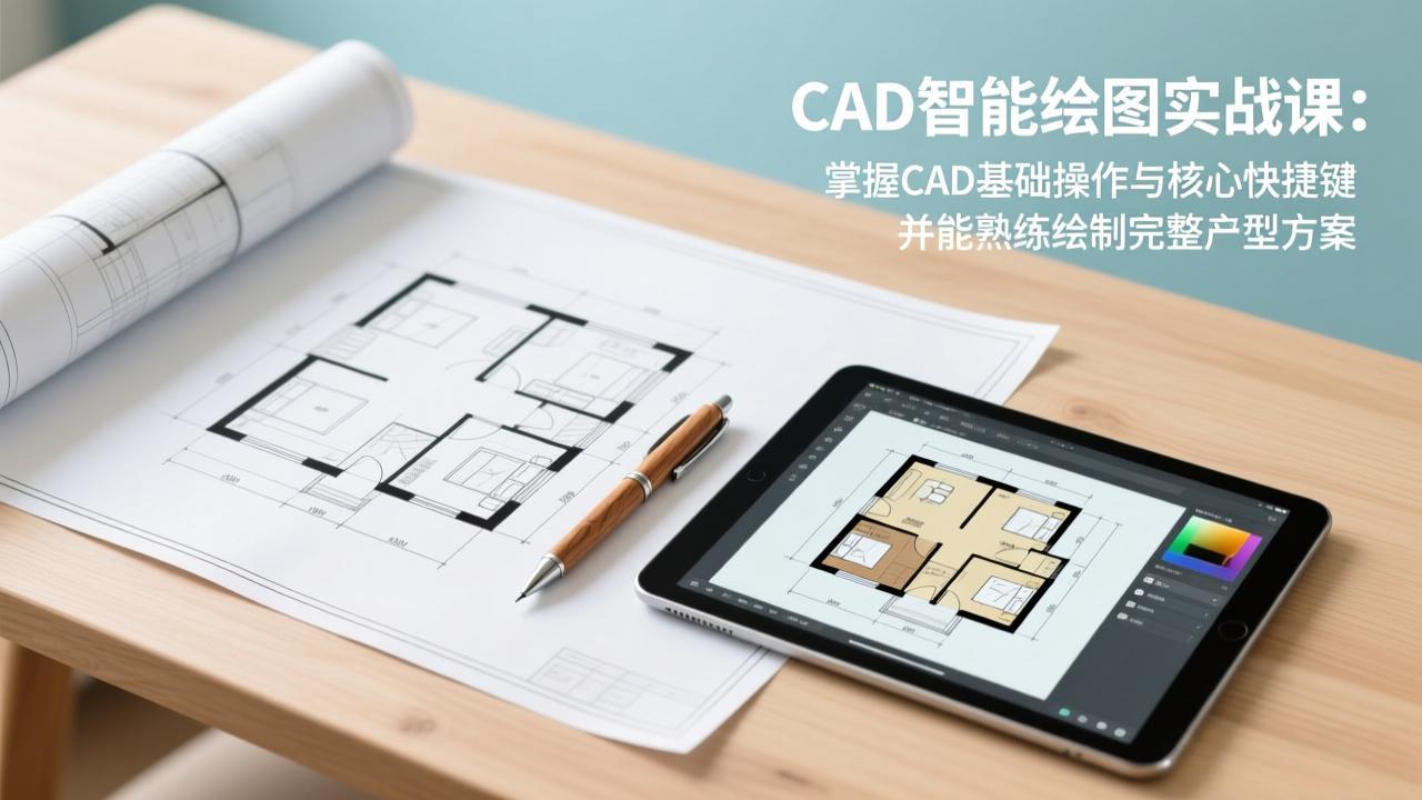 CAD智能绘图实战课：掌握CAD基础操作与核心快捷键，并能熟练绘制完整户型方案-惠声资源站