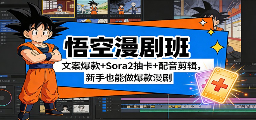 悟空漫剧班：文案爆款+Sora2抽卡+配音剪辑，新手也能做爆款漫剧-惠声资源站