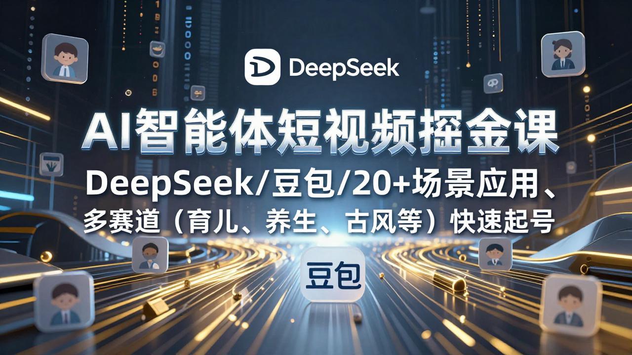 AI智能体短视频掘金课，DeepSeek/豆包/20+场景应用、多赛道(育儿、养生、古风等-惠声资源站