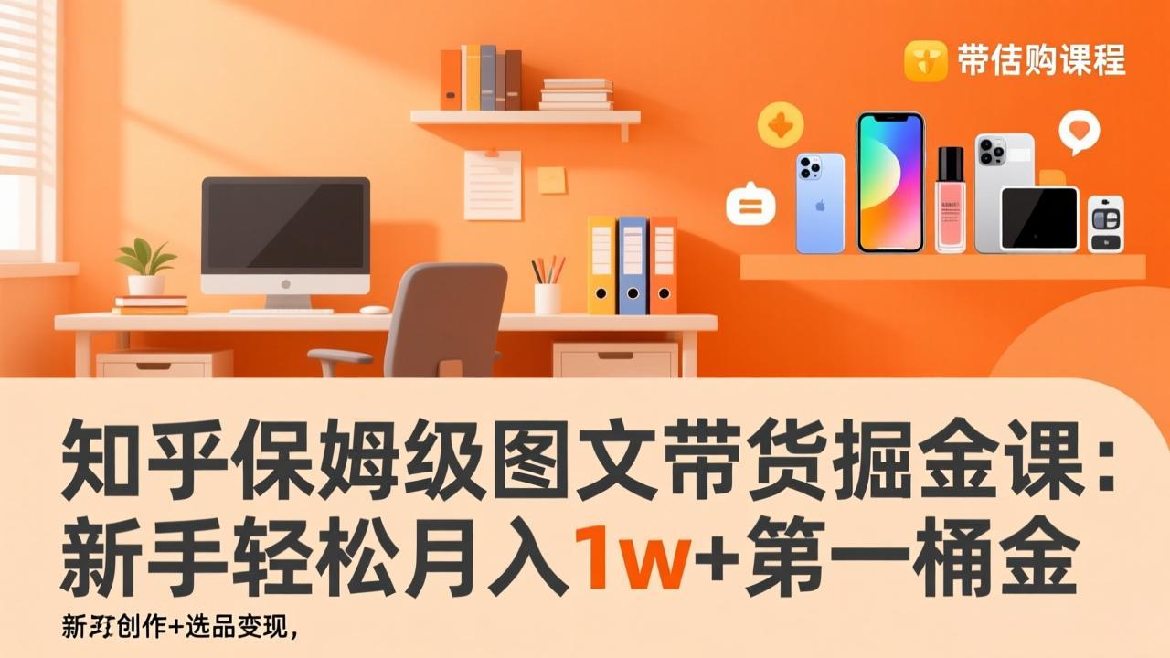 知乎保姆级图文带货掘金课：账号打造+爆文创作+选品变现，新手轻松月入1w+第一桶金-惠声资源站