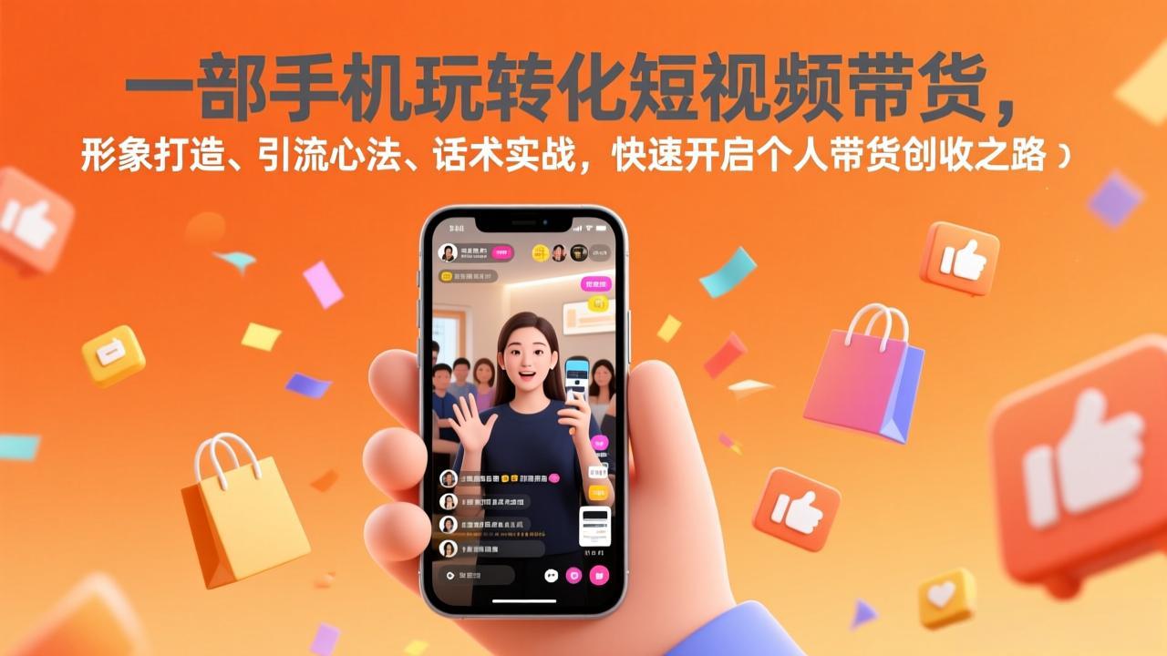 一部手机玩转化短视频带货，形象打造、引流心法、话术实战，快速开启个人带货创收之路-惠声资源站