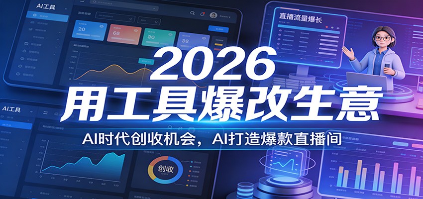 2026用工具爆改生意，AI时代创收机会，AI打造爆款直播间-惠声资源站