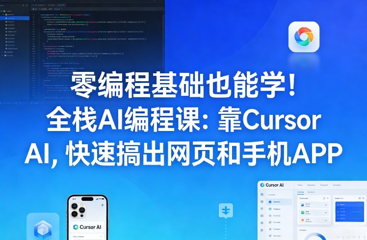 零编程基础也能学！全栈AI编程课：靠Cursor AI，快速搞出网页和手机APP-惠声资源站