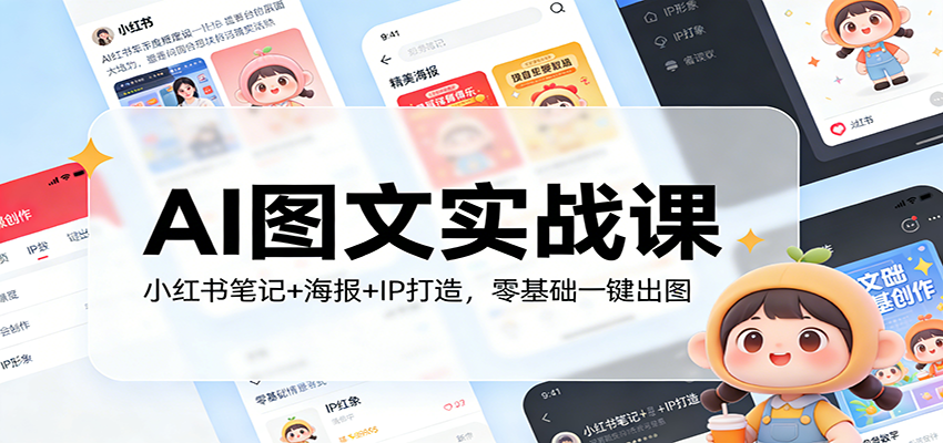 AI图文实战课：小红书笔记+海报+IP打造，零基础一键出图-惠声资源站