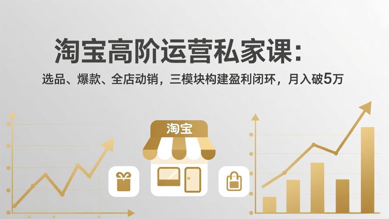 淘宝高阶运营私家课：选品、爆款、全店动销，三模块构建盈利闭环，月入破5万(更新26年2月-惠声资源站