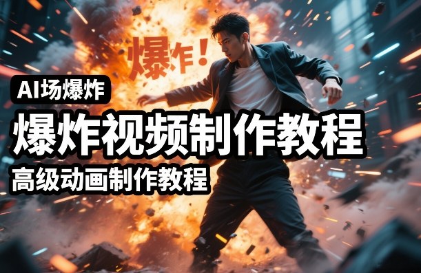 AI场景爆炸视频制作教程，利用人物实拍视频制作出高级的动画特效-惠声资源站