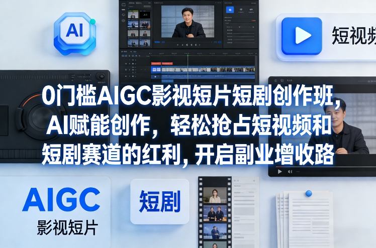 0门槛AIGC影视短片短剧创作班，AI赋能创作，轻松抢占短视频和短剧赛道的红利，开启副业增收路-惠声资源站