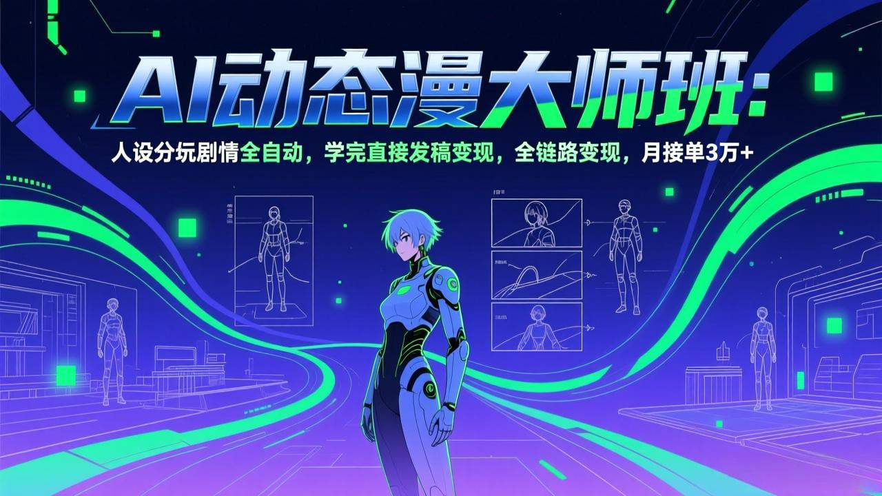 AI动态漫剧大师班：人设分镜剧情全自动，学完直接发稿变现，全链路变现，月接单3万+-惠声资源站