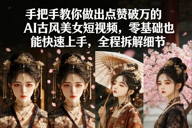 手把手教你做出点赞破万的AI古风美女短视频，零基础也能快速上手，全程拆解细节-惠声资源站