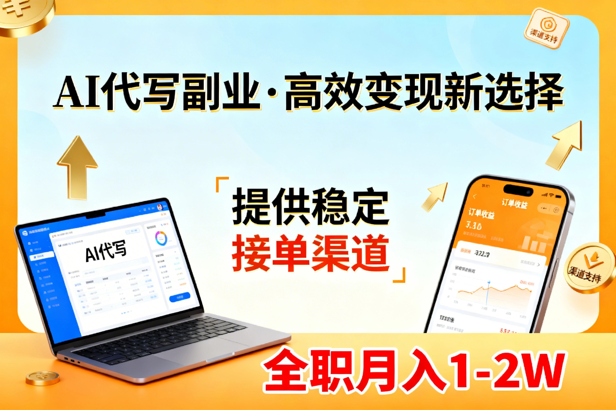 AI代写副业，高效变现，提供渠道，永不失业副业兼职 全职月入1-2W【SOP手册】-惠声资源站