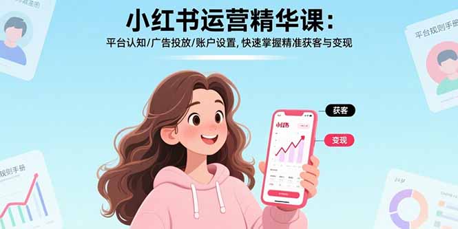 小红书运营精华课-更新：平台认知/广告投放/账户设置,快速掌握精准获客与变现-惠声资源站