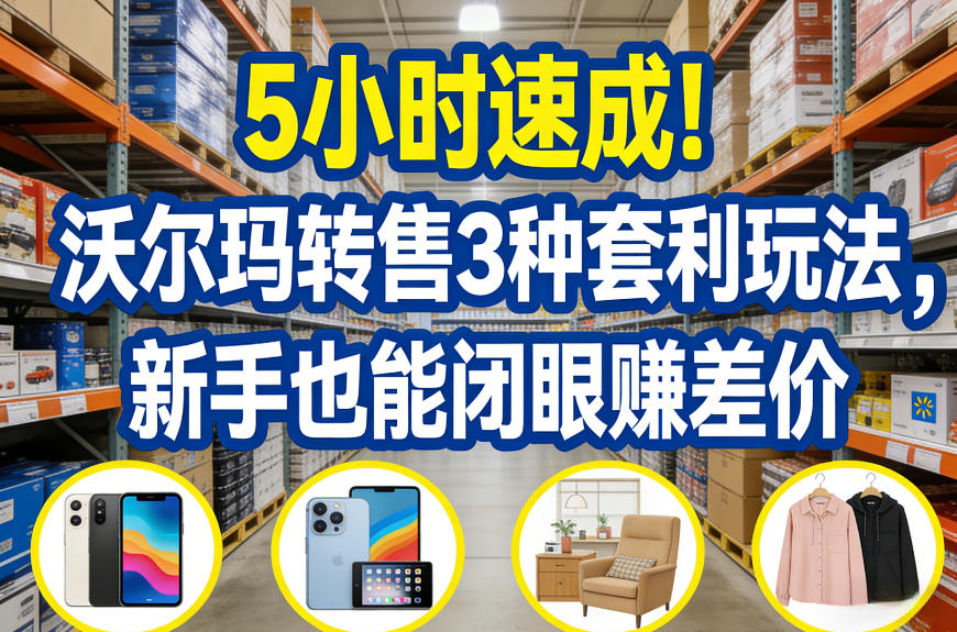 5小时速成！沃尔玛转售3种套利玩法，新手也能闭眼賺差价-惠声资源站