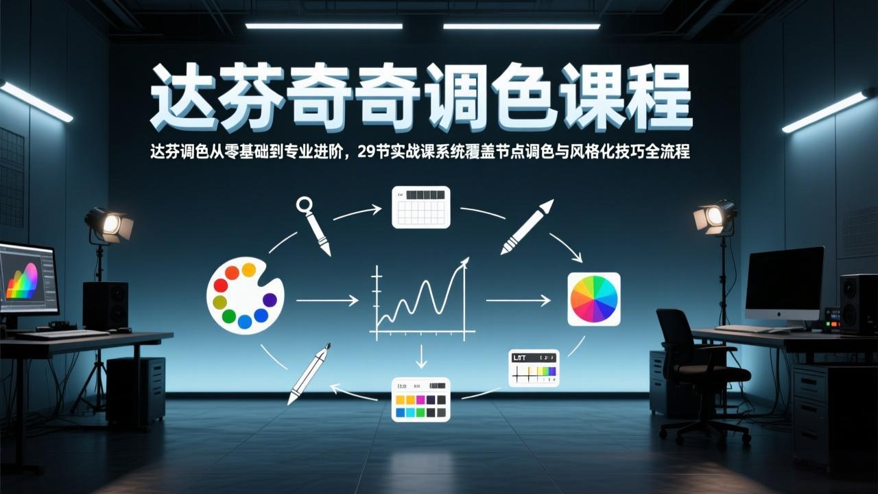 达芬奇调色从零基础到专业进阶，29节实战课系统覆盖节点调色与风格化技巧全流程-惠声资源站